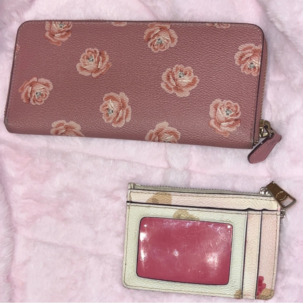 Coach Pink Floral Zip Wallet - Picture 2 of 14